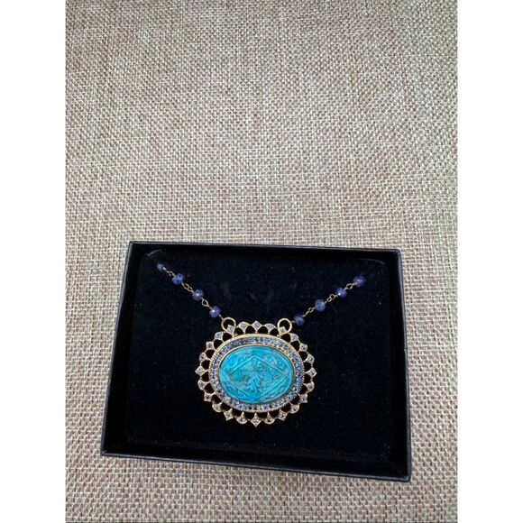 Rarities by Carol Brodie Turquoise & Blue Gemstone Pendant Necklace Collector’s - Picture 2 of 11